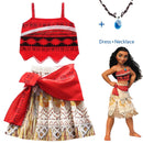 2020 Prinzessin Moana Cosplay Kostüm für Kinder Vaiana Kleid Kostüm mit Halskette für Halloween Kostüme für Kinder Mädchen Geschenke