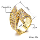 Hip Hop CZ Steine ​​Bling Blitz Ringe Tready Kubikzirkon Iced Out Kupfer Zirkon Persönlichkeit Ring für Männer Schmuck