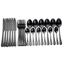 Tablewellware Geschirr Schwarzes Besteck-Set 24-teiliges Edelstahl-Besteckkasten-Gabel-Messer-Löffel-Geschirr-Set Küchenlöffel-Set