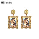 2020 Antik Ohrringe Mutter Gottes Jungfrau Maria Retro Gemälde Glas Cabochon Mandala Anhänger Schmuck für Frauen