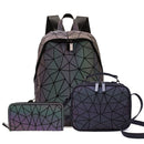 2022 neue Leucht Rucksack Schule Frauen Männer Set Rucksack Weibliche Gitter Rucksack Holographische Umhängetaschen Geldbörse mochila sac