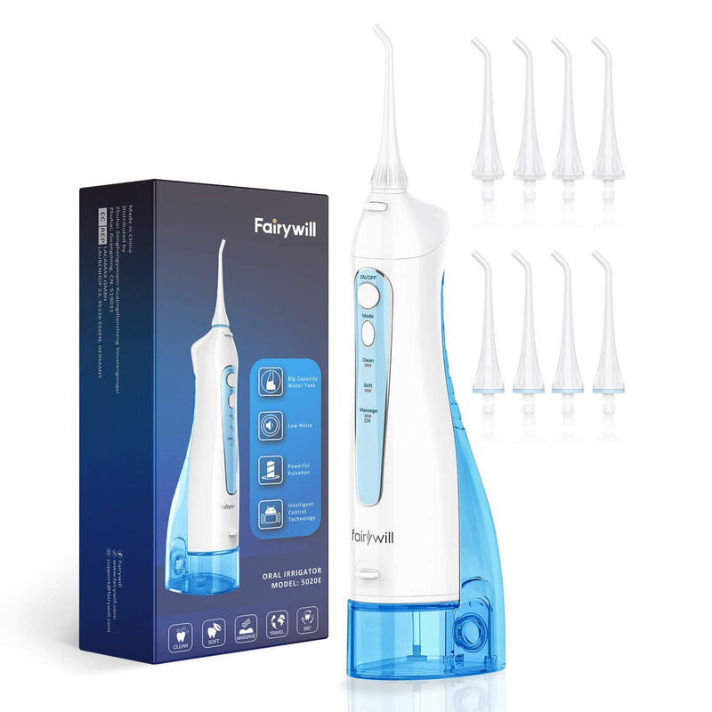 2022 Fairywill Water Flossers 300ML Oral Irrigator Rechargeable Large Capacity Portable Dental Water Tank Waterproof Teeth Clean