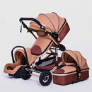 High Landscape Kinderwagen 3 in 1 mit Autositz Rosa Kinderwagen Luxus Reisekinderwagen Autositz und Kinderwagen Babytrage Kinderwagen