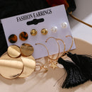 2020 Vintage Frauen Tropfen Ohrringe Set Böhmen Acryl Quaste Perle Legierung Lange Anhänger Ohrringe Geometrische Schmuck Party Geschenk