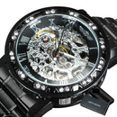 Winner Transparent Diamond Mechanical Watch Skeleton Armbanduhr für Herren Top-Marke Luxusuhren Unisex-Größe Uhr reloj hombre