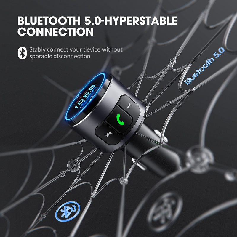 VicTsing BH347 Bluetooth Adapter Auto AUX Bluetooth 5.0 Transimitter QC3.0 Wireless Radio Audio Adapter mit USB-Anschluss mit LED-Hintergrundbeleuchtung