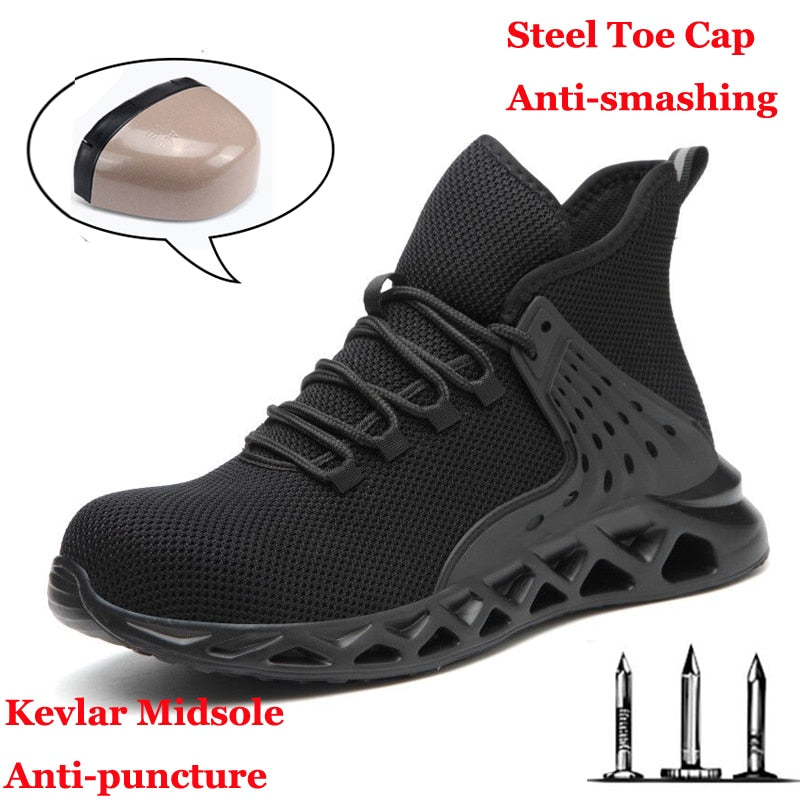Men Safety Shoes with Metal Toe Indestructible Ryder Shoe Work Boots with Steel Toe Waterproof Breathable Sneakers Work Shoes