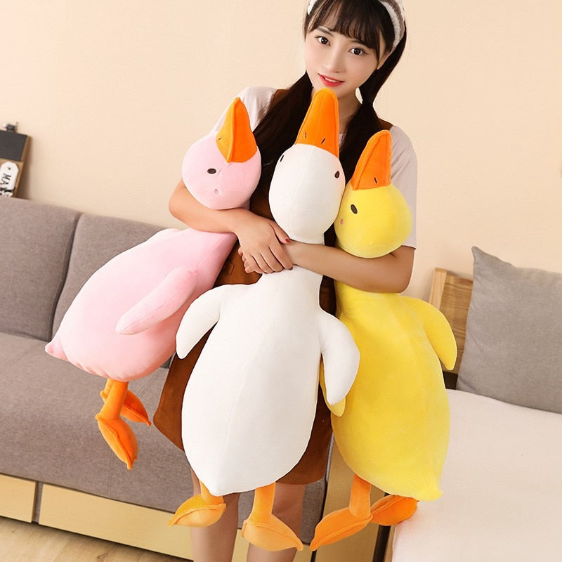 Juguete de peluche de pato Kawaii grande, almohada para dormir de ganso, muñeco de peluche de alta calidad, regalo dulce divertido y suave para amigos, regalos para niños