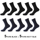 Hohe Qualität 10 Paar / Los Herren Bambusfaser Socken Lange Kompressionssocken Herren Schwarz Business Casual Männliche Socke Große Größe 38-45