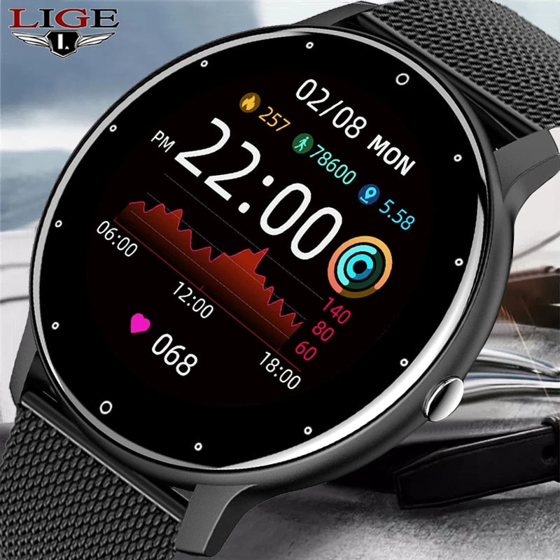 LIGE 2021 nuevo reloj inteligente para mujer, reloj deportivo deportivo con pantalla táctil completa para hombre, reloj inteligente resistente al agua con Bluetooth para Android ios, reloj inteligente para hombre