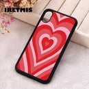 Fundas de teléfono Iretmis 5 5S SE 2020 para iphone 6 6S 7 8 Plus X Xs Max XR 11 Pro 12 13 MINI silicona suave TPU RED HEART LATTE