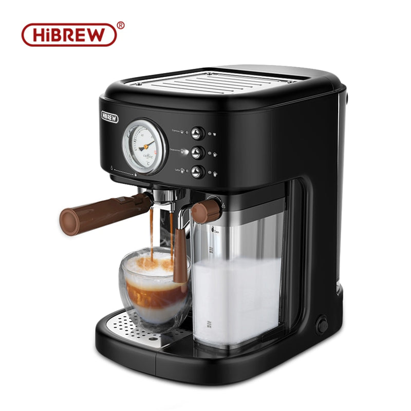 HiBREW totalmente automática Espresso Cappuccino Latte 19Bar 3 en 1 máquina de café automática espuma de leche caliente ESE pod y café molido H8A