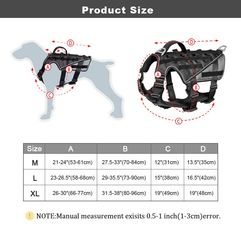 Military Tactical Dog Harness Nylon Reflective Working Dog Harness Adjustable Training For Medium Large Dogs German Shepherd