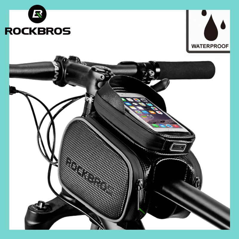 ROCKBROS Fahrrad Oberrohrtasche Regendicht MTB Fahrradrahmen Vorderkopf Handy Touchscreen Tasche Pannier Bike Zubehör