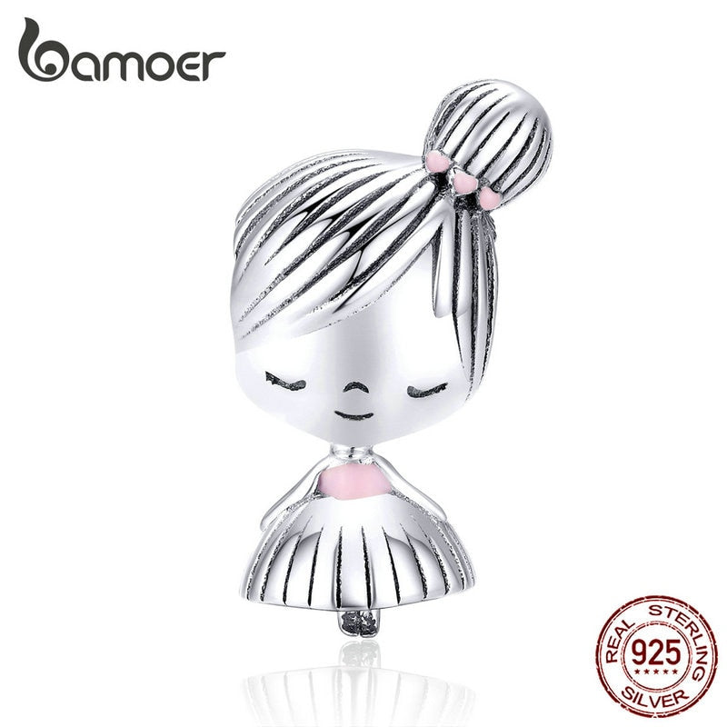 bamoer 925 Sterling Silber Kitty Meerjungfrau Charm blauer Emaille Perlenanhänger für Bettelarmband Armreif zum Selbermachen für Mädchen