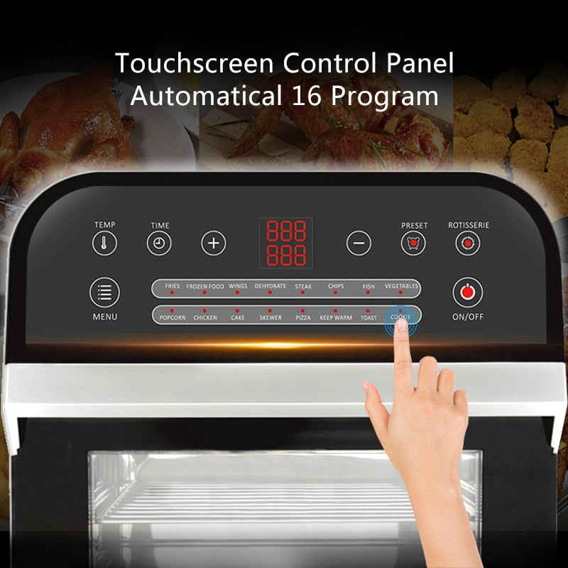 BioloMix 12L 1600W Luftfritteuse Ofen Toaster Rotisserie und Dehydrator mit LED Digital Touchscreen, 16-in-1 Arbeitsplattenofen
