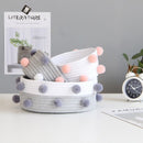 INS Pompom Baumwollseil-Aufbewahrungskörbe, handgefertigt, gewebt, schmutzige Kleidung, Wäschekorb, Kinderspielzeug, Schreibtisch-Sundries-Organizer