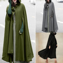 ZANZEA Frauen Poncho Winter Kapuzen Offener Umhang Lose Fester Langer Mantel Hoodies Cosplay Outwear Weihnachten Lässiger Umhang