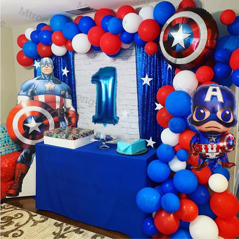 1 Juego de globos de superhéroe Capitán América decoraciones para fiesta de cumpleaños decoración de ducha de bebé niños fiesta personaje de dibujos animados Globos