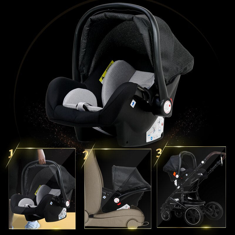 Belecoo Baby Stroller 3 in 1 Baby Stroller High landscape Fit Newborn Travel Foldable Stroller CE Approved Black Stroller
