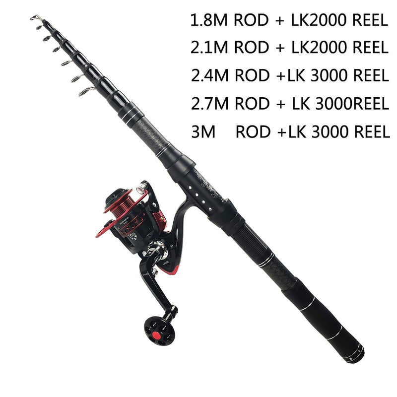 1,8-3,6 m Carbon-Teleskop-Angelruten-Combo-Spinnrolle Angelset Short Travel Stick Karpfen Bass Hecht Feederrute Komplettset
