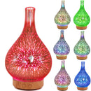 3D-Feuerwerk-Glasvasenform-Luftbefeuchter mit 7-farbigem LED-Nachtlicht-Aroma-Diffusor für ätherische Öle mit Ultraschall