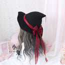 Alta calidad Lolita Halloween Lolita ROSE Lazo grande Gorro de bruja de Halloween Sombrero de bruja Mo Nv Mao