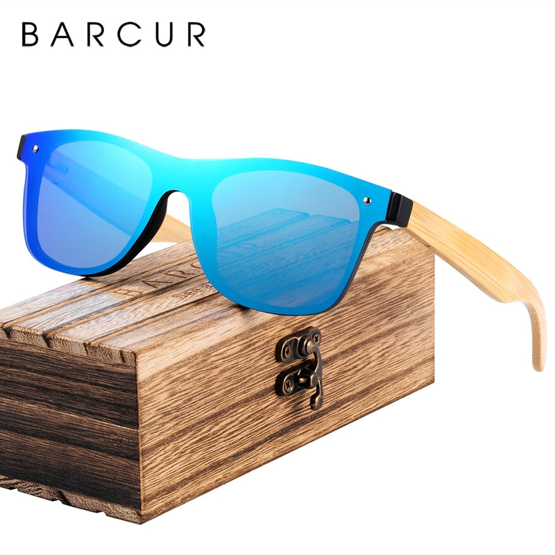 BARCUR Fashion Wooden Sunglasses Men Bamboo Temple Sun Glasses Women Wood Glasses Oculos de sol masculino