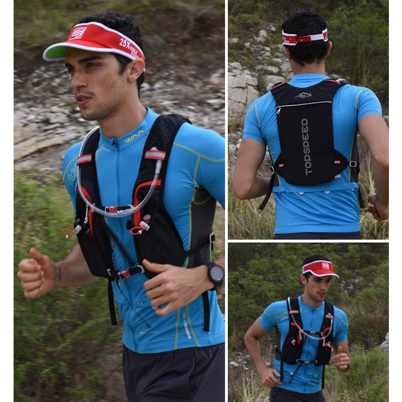 Ultraligero Trail Running Mochila Deporte al aire libre Ciclismo Hidratación Chaleco Paquete Mochila Bolsa 1.5L Bolsa de agua Vejiga