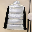 Chaleco de otoño de talla grande para mujer, chaleco brillante brillante 2021, chaleco cálido de invierno nuevo coreano, chaqueta sin mangas 3XL,4XL, negro, azul