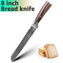 Cuchillo de cocina 1-9 Uds cuchillos de Chef 7CR17 440C acero inoxidable de alto carbono Damasco dibujo Gyuto Cleaver Set rebanador cuchillo Santoku