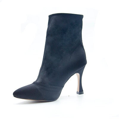 Botas de baile para mujer, zapatos de baile modernos de tela elástica con punta cerrada para mujer, zapatos de baile latino de suela blanda para niñas para fiesta