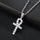 D&amp;Z Weißgold Ankh Anhänger Iced Out CZ Steine ​​Herren Micro Gepflastert AAA CZ Hip Hop Gold Silber Farbe Charm Ketten Schmuck Geschenk