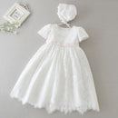 Hetiso, vestido infantil blanco para bautismo, vestidos de encaje para niñas con sombrero, ropa para niños, trajes de bautizo y cumpleaños de 3 a 24 meses