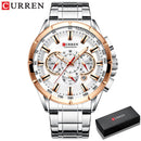 CURREN Fashion Causal Sports Herrenuhren Edelstahlband Chronograph mit leuchtenden Zeigern Armbanduhr Quarzuhr 8363