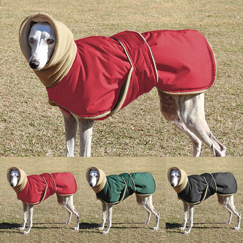 Winter Warme Hundekleidung Wasserdichte dicke Hundejacke Kleidung Rot Schwarz Hundemantel mit Leinenloch für mittelgroße Hunde Greyhound