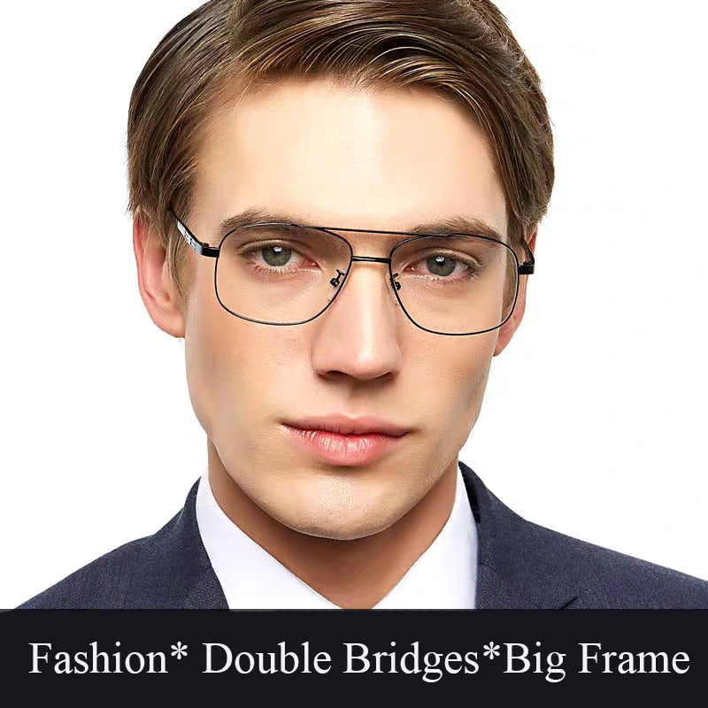 BCLEAR, montura clásica de aleación a la moda para hombre, montura óptica de alta calidad con doble puente para hombre, monturas para gafas, gafas de cara grande, oferta