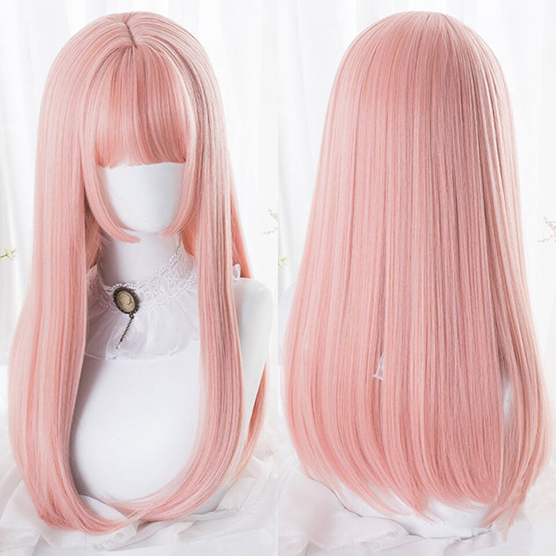 SHANGKE Synthetic Red Black Blonde White Lolita Wigs For Women Long Straight Wig With Bangs Genshin Impact Cosplay Wig