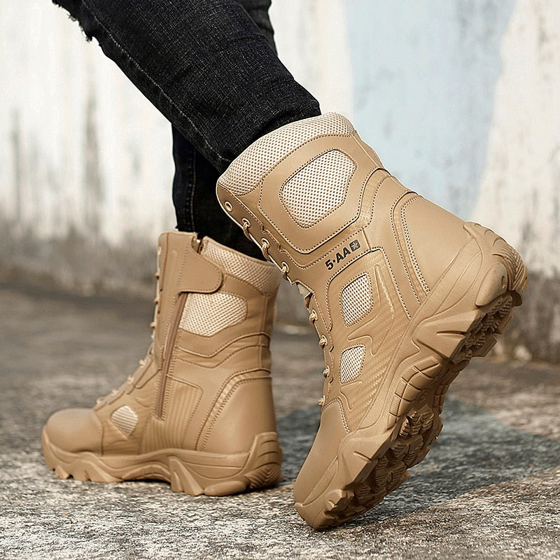High Top Taktische Stiefel Herrenschuhe Wasserdichte Wanderschuhe Outdoor Jagdstiefel Bergschuhe Mann Wüstenkampf Militärstiefel