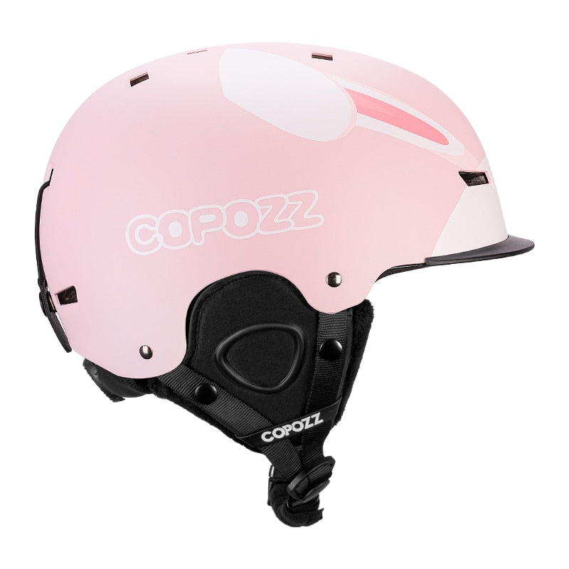 Casco de esquí COPOZZ de dibujos animados para niños, casco de Snowboard de protección para deportes al aire libre moldeado integralmente, equipo de esquí para mujeres