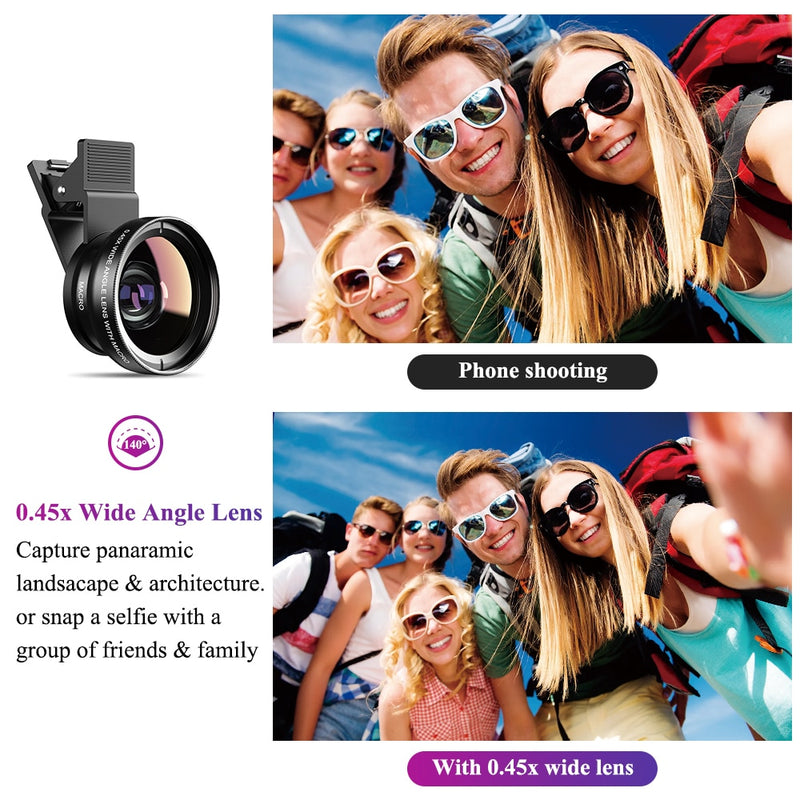 APEXEL 2 in 1 HD Camera Lens 0.45x Super Wide Angle&amp;12.5x Macro Mobile Lens phone lens For iPhone 11 all Smartphones Accessories