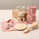 Let's Make 1set Baby Stuff Toalla de baño Manta de algodón Cepillo Productos de regalo para niños Juguete Caja de sonajero de ganchillo Regalo de Navidad