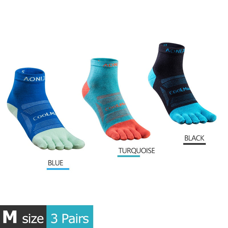 3 Pairs AONIJIE E4801 E4802 Ultra Run Low Cut Athletic Five Toe Socks Quarter Socks Toesocks For Running Marathon Race Trail