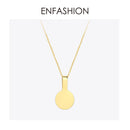 ENFASHION Personalized Engraved Name Necklace Stainless Steel Circle Square Pendant Necklaces For Couples Jewelry Custom PB3010