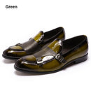 FELIX CHU Marke Lackleder Herren Loafer Hochzeit Kleid Schuhe Schwarz Grün Monk Strap Lässige Mode Herren Slip On Schuhe