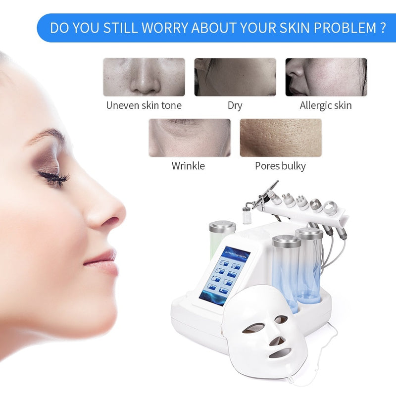 7 In 1 Hydra Dermabrasion Peel Clean Skin Care BIO Light RF Vacuum Face Skin Cleaning Hydro Water Oxygen Jet Peel Machine