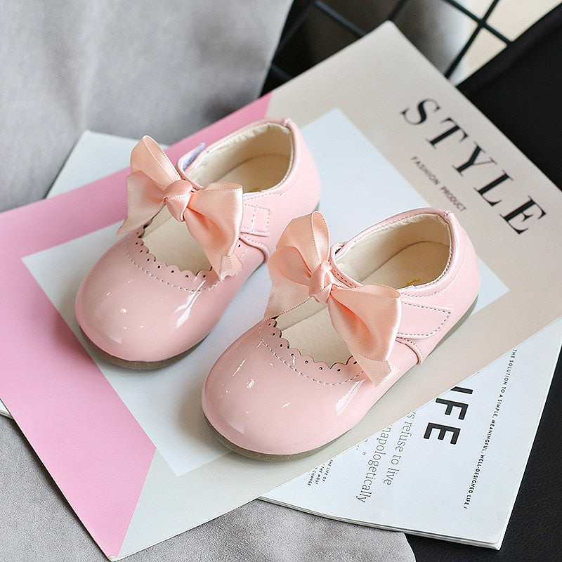 ULKNN Baby Girls Cute Bow Multi-Purpose Shoes 2021 New Korean Version Princess Shoes-Style Leather Dance Shoes