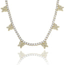 TOPGRILLZ Butterfly Chain  3/4MM Tennis Chain Choker Necklace Iced Out Cubic zircon Bling Hip Hop Charm  Jewelry For Men Women
