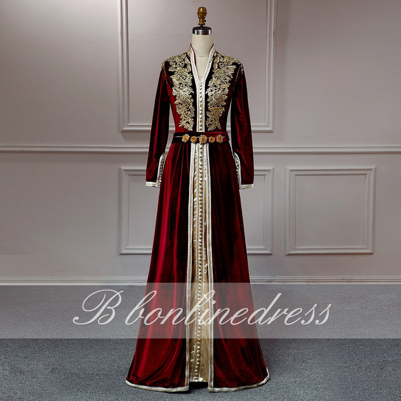Bbonlinedress Dubai vestidos de noche apliques con cuentas musulmán vestido de graduación dos piezas caftán árabe vestidos formales vestido de fiesta