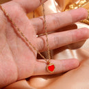 Flatfoosie Fashion Charm Heart-shaped Pendant Necklace For Women Gold Color Twisted Chain Necklace Jewelry Friendship Gifts